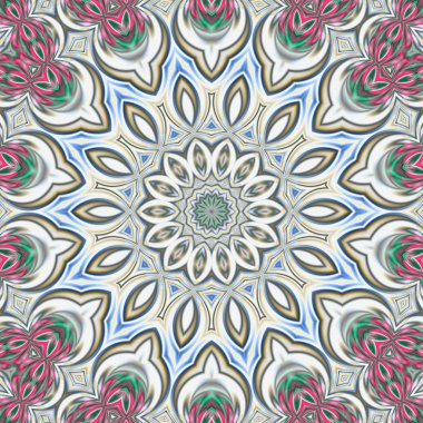 Oryantal model, mistik motifi, arka plan. Muhteşem tasarım, renkli dijital sanat, geometrik doku.