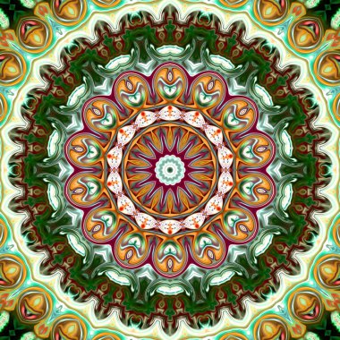 Oryantal model, mistik motifi, arka plan. Muhteşem tasarım, renkli dijital sanat, geometrik doku.