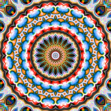 Oryantal model, mistik motifi, arka plan. Muhteşem tasarım, renkli dijital sanat, geometrik doku.