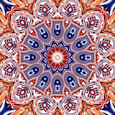 Oryantal model, mistik motifi, arka plan. Muhteşem tasarım, renkli dijital sanat, geometrik doku.