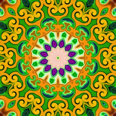 Oryantal model, mistik motifi, arka plan. Muhteşem tasarım, renkli dijital sanat, geometrik doku.