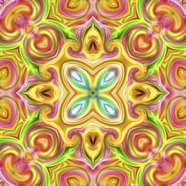 Renkli dijital sanat, oryantal model, geometrik doku, mistik motifi, arka plan, fantastik tasarım. 