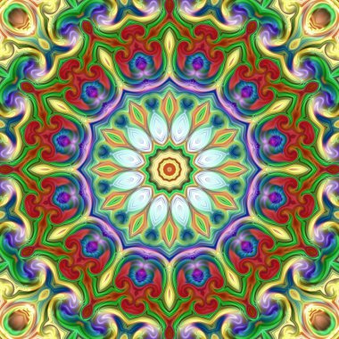 Renkli dijital sanat, oryantal model, geometrik doku, mistik motifi, arka plan, fantastik tasarım. 