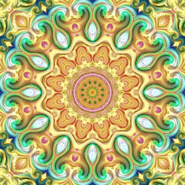 Renkli dijital sanat, oryantal model, geometrik doku, mistik motifi, arka plan, fantastik tasarım. 