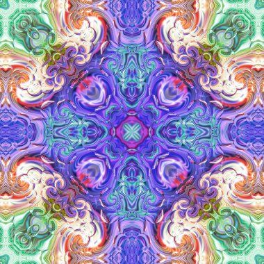 Renkli dijital sanat, oryantal model, geometrik doku, mistik motifi, arka plan, fantastik tasarım. 