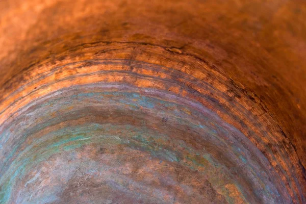 Copper Surface Inner Part Copper Pot Oxidation Copper Copy Space — Stock Photo, Image