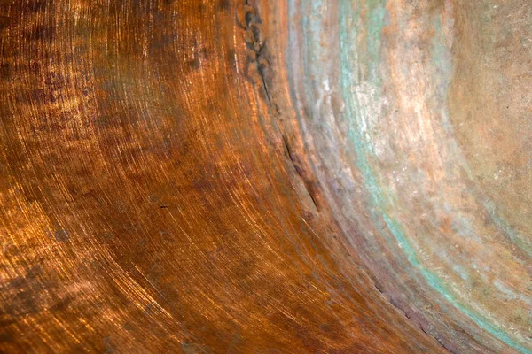 Copper Surface Inner Wall Copper Pot Green Circles Copper Oxidation — Stock Photo, Image