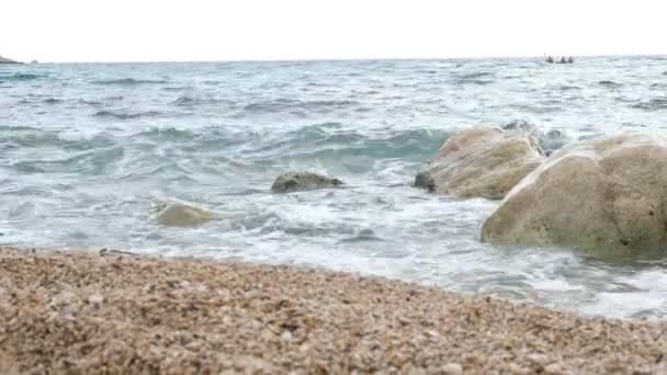 Onde Sul Mar Mediterraneo Cassis Provenza Autunno Ventoso Giorno — Video Stock