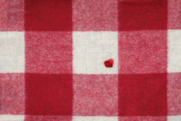 Plaid Surface Small Artificial Rose White Square Red White Squares — Stockfoto