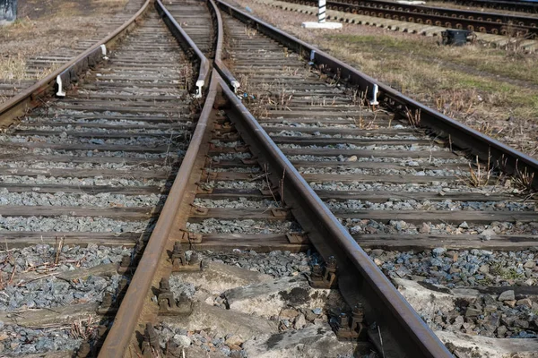 Fragment Ferroviaire Ukraine Joint Rails Ferme Concept Choix — Photo