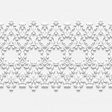 Gölge, kağıt çizgiler, vektör ile beyaz dantel sınırları 