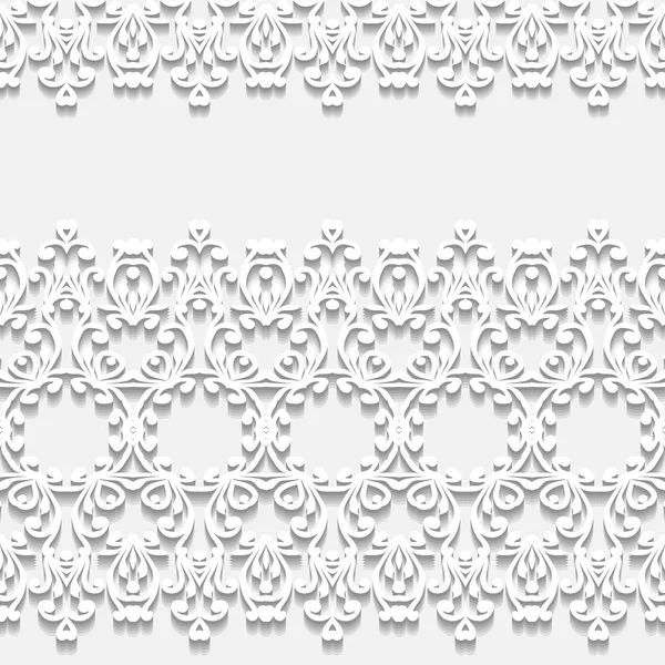 Fehér csipke határok díszállatokat papír vonalak, árnyék, vektor — Stock Vector
