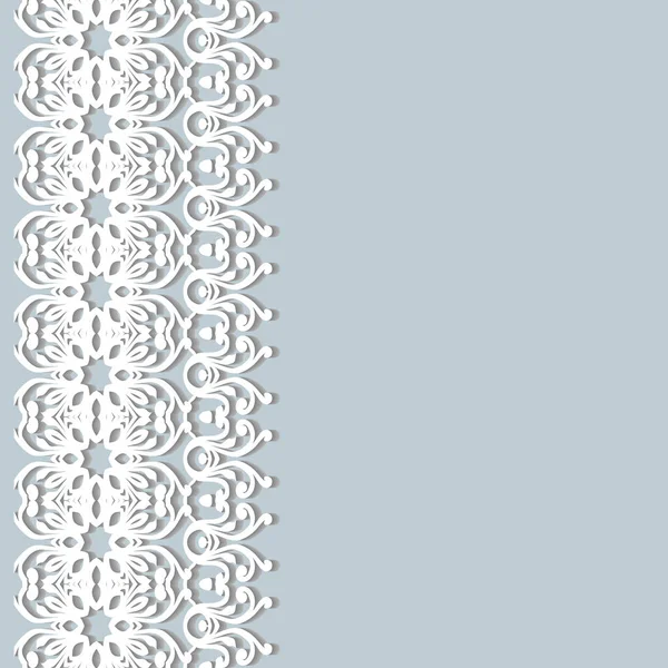 Bordures en dentelle blanche avec ombre, lignes de papier ornemental, vecteur — Image vectorielle
