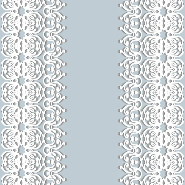 Witte lace grenzen met schaduw, sier papier lijnen, vector — Stockvector