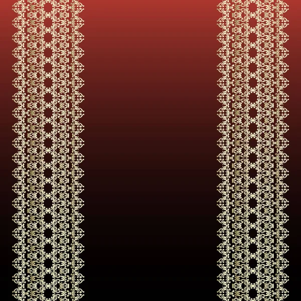 Dunkelrote Einladungskarte mit abstraktem Muster und leerem vertikalen Streifenetikett. Vektorillustration — Stockvektor