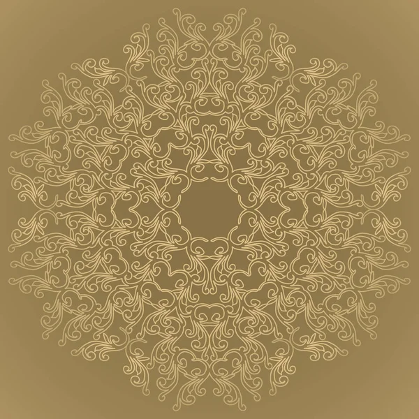 Or design monochrome mandala abstrait. Une fleur. fond brun isolé — Image vectorielle
