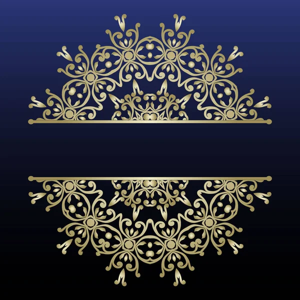 Luxus-Einladungsvorlage mit dekorativem Mandala. goldener Spitzenschmuck mit Platz für Text. für Einladungs- oder Geschenkkarten, Vintage Booklet, Webhintergründe — Stockvektor