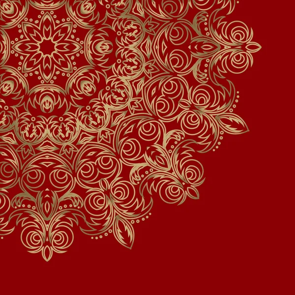 Mandala fundo vermelho retro. Fundo com padrão redondo oriental. Ilustração vetorial. Pode ser usado para o nome, slogan, cartão postal, anúncio, convite e outros —  Vetores de Stock