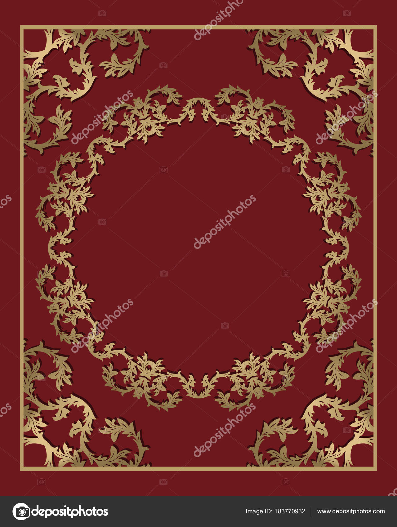 Vintage Gold Background Vector Square Ornamental Frame With Place