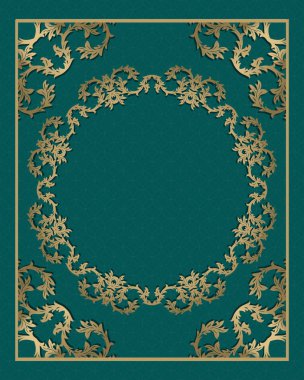 Vintage altın arka, kare süs vektör çerçeve metin için yer ile. Belgeler, kitap kapağı, albüm, menü, poster, sertifika için kullanılabilir.