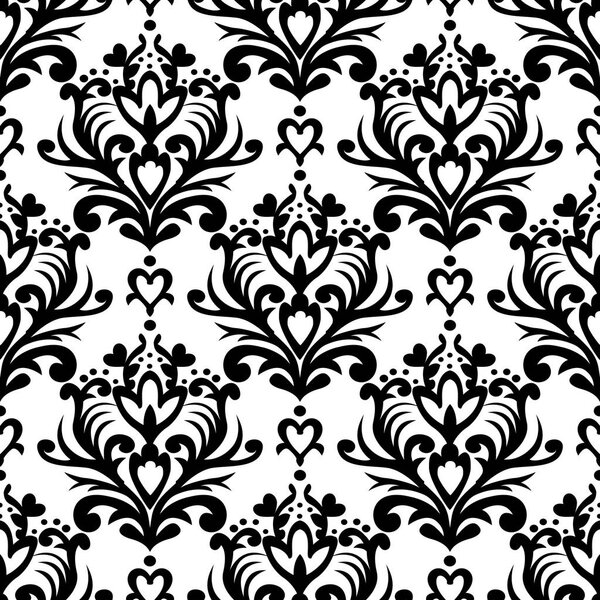 Векторный бесшовный узор цветочной дамаски. Богатый орнамент, в старом дамасском стиле. Королевский феодальный узор для обоев, текстиля, обертывания, свадебного приглашения
.
