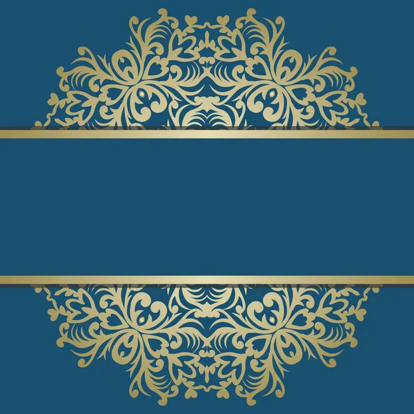 Biglietto di auguri con ornamento in oro vintage e posto per il testo. Nome del cartello. Illustrazione vettoriale. Invito romantico al matrimonio. Buono per il design nel business . — Vettoriale Stock