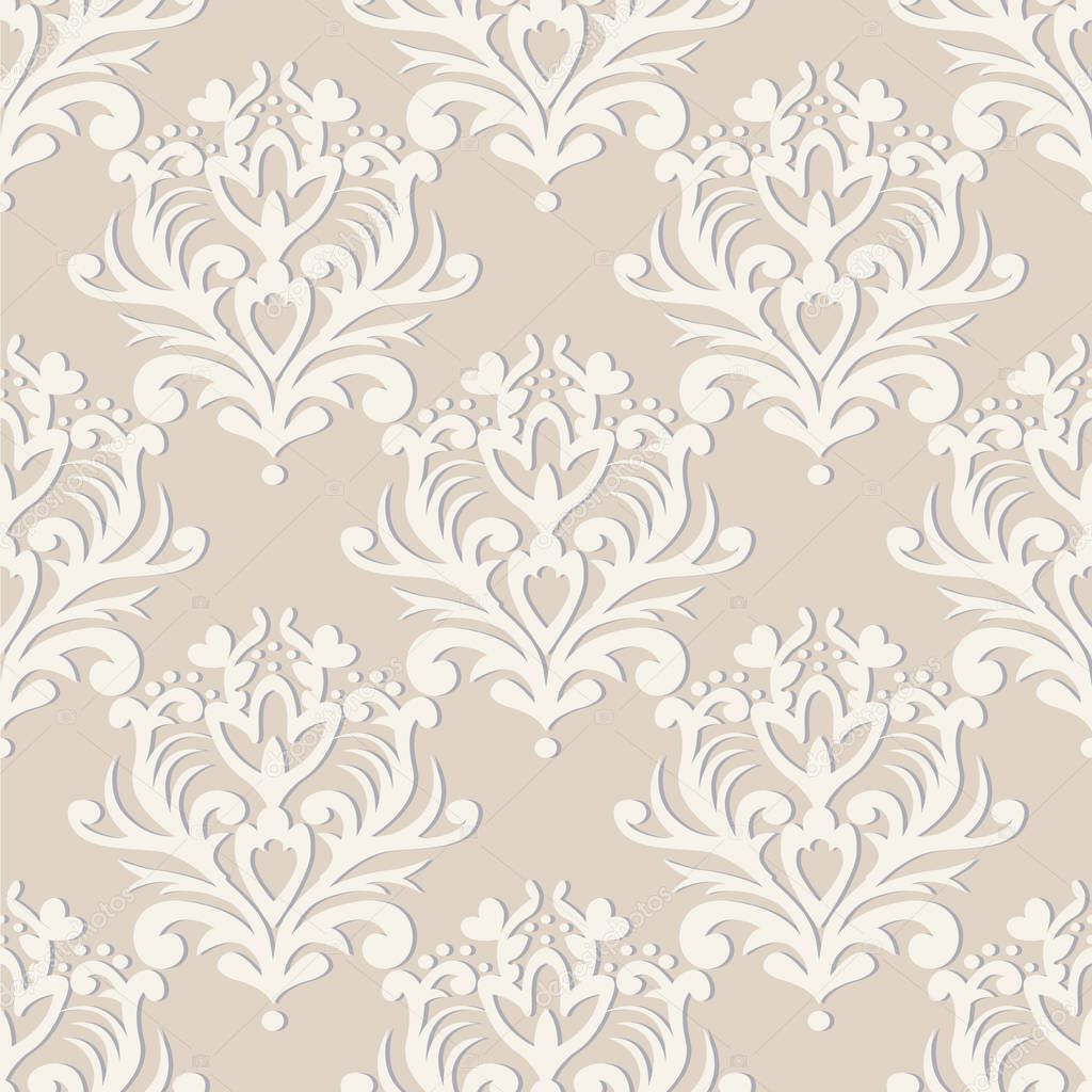 Vector seamless floral damask pattern. Rich ornament, old Damascus style. Royal victorian seamless pattern for wallpapers, textile, wrapping, wedding invitation.