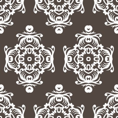 Vintage seamless modeli. Çiçek süslü duvar kağıdı. Karanlık vektör damasko arka plan dekoratif süsler ve Barok tarzı çiçeklenir. Lüks sonsuz doku.
