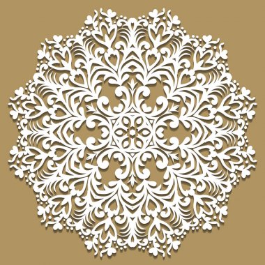 Mandala, dekoratif çiçek, dantel kar tanesi, kabartma desen, Arapça süsleme, Hint süsleme, 3d, öğe, yuvarlak vektör