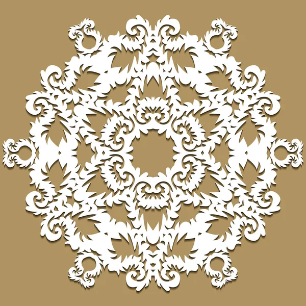 Мандала, декоративный цветок, кружевная снежинка, тисненый узор, арабский орнамент, индийский орнамент, 3D, круглый элемент, вектор. EPS 8 — стоковый вектор