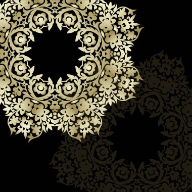 Mandala retro koyu arka plan. Arka plan ile oryantal yuvarlak pa