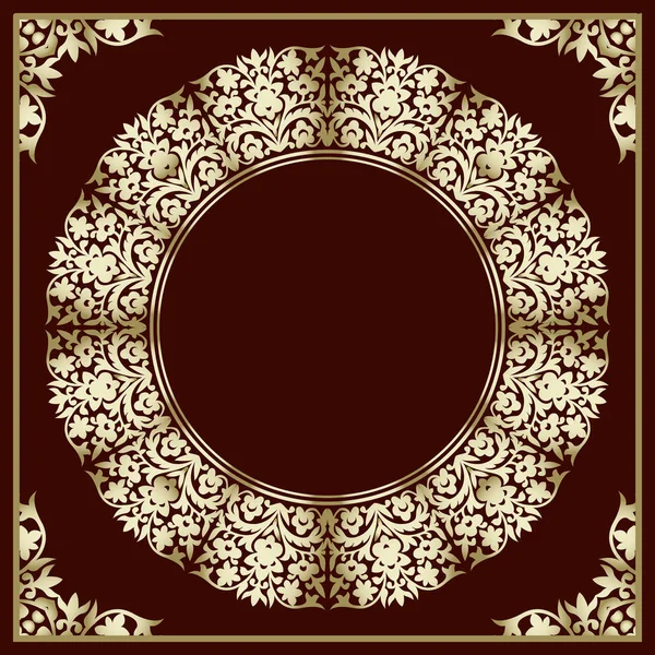 Fondo dorado vintage, marco ornamental cuadrado vectorial con lugar para texto. Se puede utilizar para documentos, portada del libro, álbum, menú, póster, certificado . — Vector de stock