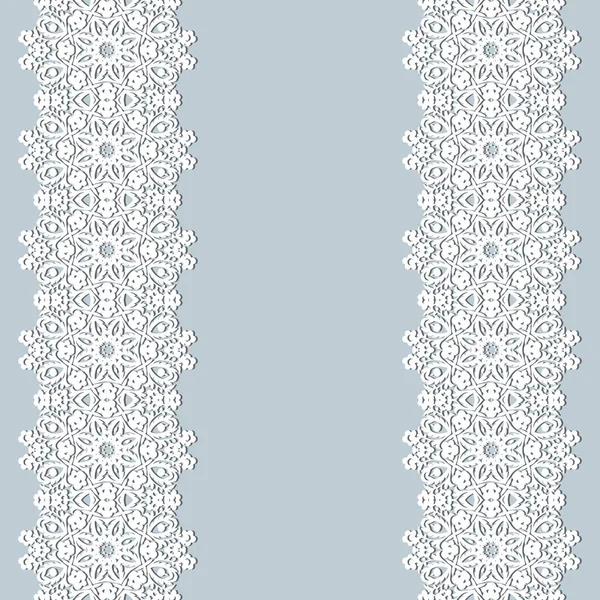 Bordures en dentelle blanche avec ombre, lignes de papier ornemental, vecteur . — Image vectorielle