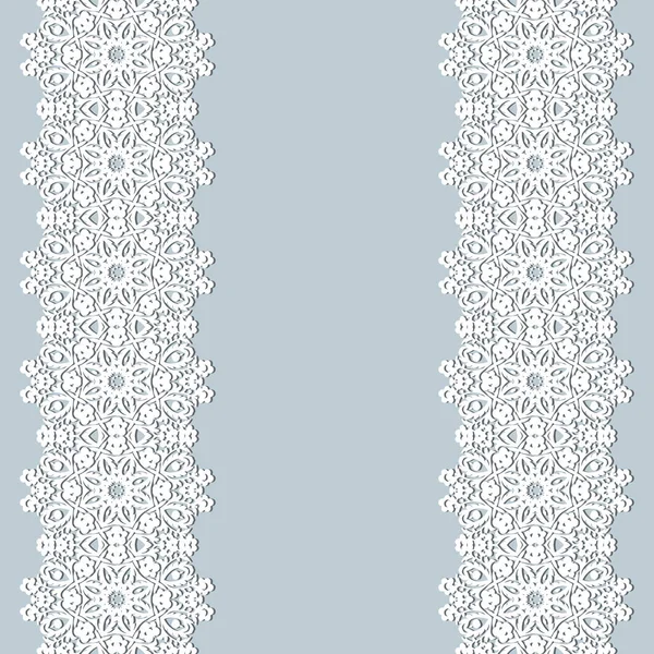 Witte lace grenzen met schaduw, sier papier lijnen, vector. — Stockvector