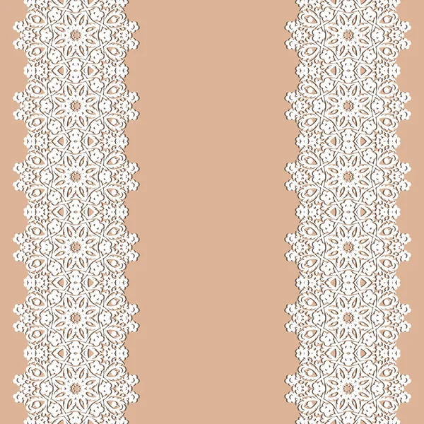 Witte lace grenzen met schaduw, sier papier lijnen, vector. — Stockvector