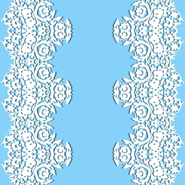 Witte lace grenzen met schaduw, sier papier lijnen, vector. — Stockvector