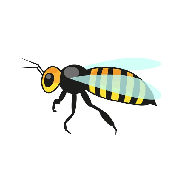 Vector Illustration Bee White Background - Stok Vektor