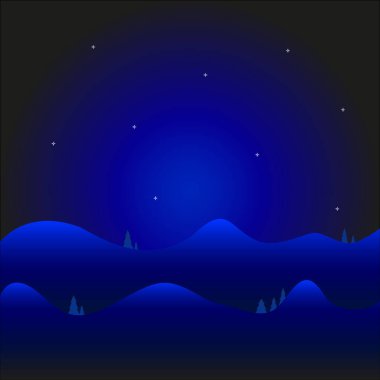 Gece dağları ve gökyüzü vektör arkaplanlı