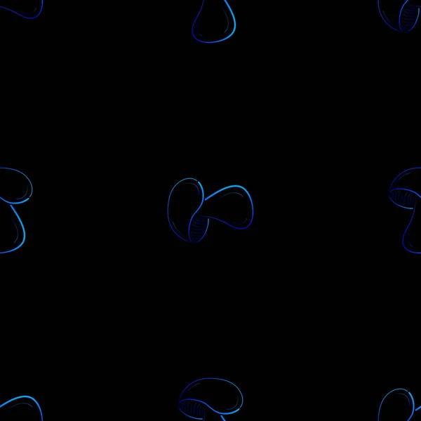 Siyah arka planda mavi mantarlı pürüzsüz desen