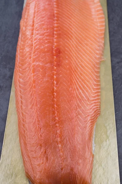 Fresh salmon fillet before cooking.