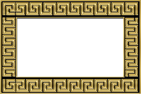 Quadro Com Ornamento Tradicional Grego Dourado Vintage Padrão Ouro Para — Fotografia de Stock