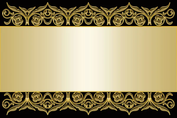 Banner Dourado Sobre Fundo Metálico Moldura Barroca Ornamental — Fotografia de Stock