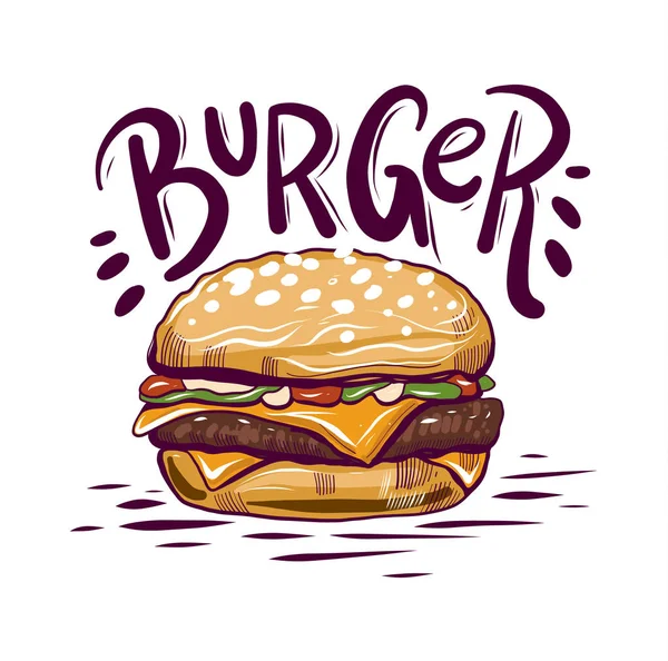 Burger Vector Ilustración aislada sobre fondo . — Archivo Imágenes Vectoriales