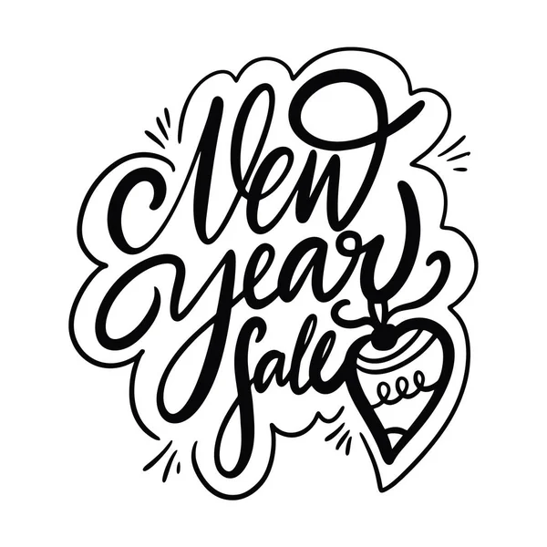 New Year Sale. Hand drawn vector lettering. Black ink. Isolated on white background. — Stock Vector