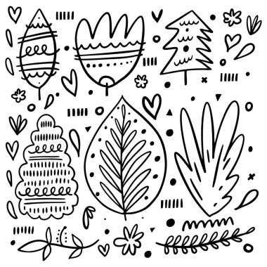 Karalama elemanları deseni. Siyah mürekkep. El çizimi vektör illüstrasyonu.