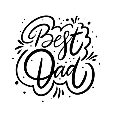 En iyi baba ifadesi. Tatil el yazısı. Siyah mürekkep. El çizimi vektör illüstrasyonu.