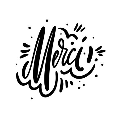 Teşekkür ederim. Motivasyon el yazısı cümlesi. Siyah mürekkep harfleri. El çizimi vektör illüstrasyonu.