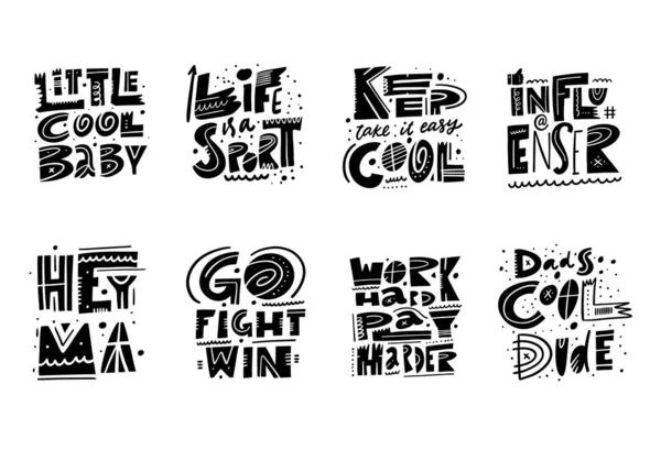 Motivatie belettering zinnen collectie set. Handgetekende vectorillustratie. Scandinavische typografie. — Stockvector