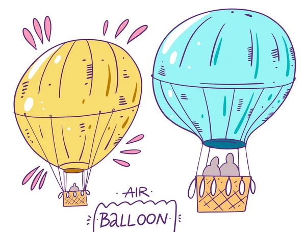 Dva vzdušné balónky. Vektorová ilustrace v kresleném stylu. Izolováno na bílém pozadí. — Stockový vektor