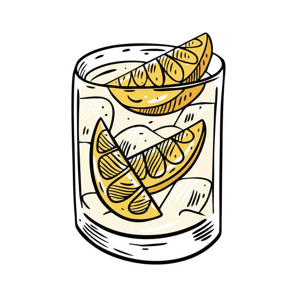 Cocktail à l'alcool de citron ou limonade dans un verre. Illustration vectorielle plate de dessin animé. Isolé sur fond blanc . — Image vectorielle